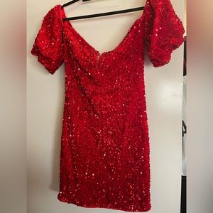 Red sequin dress. Never worn
